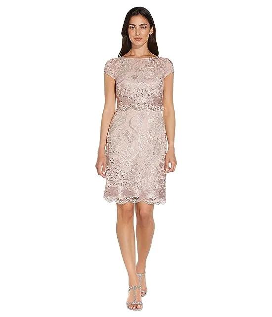 Cap Sleeve Embroidered Lace Dress