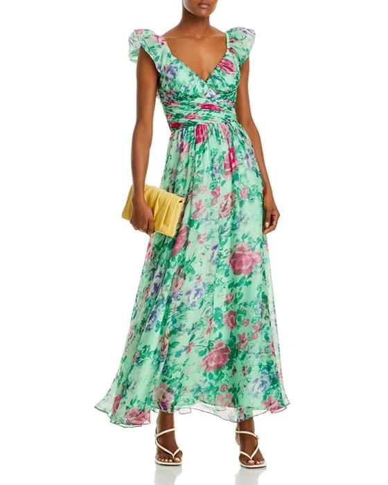 Cap Sleeve Floral Print Dress - 100% Exclusive
