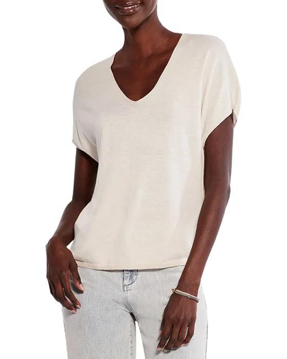 Cap Sleeve V Neck Sweater