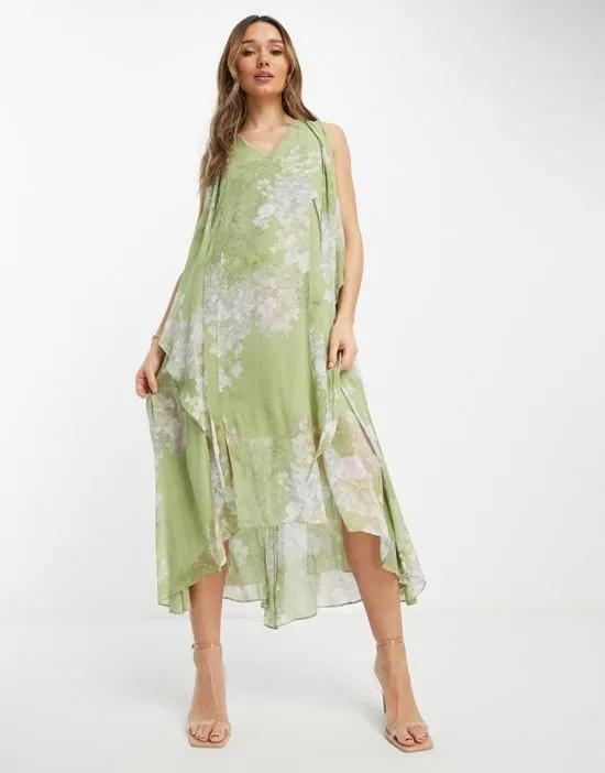 Capri Venetia midi dress in green floral