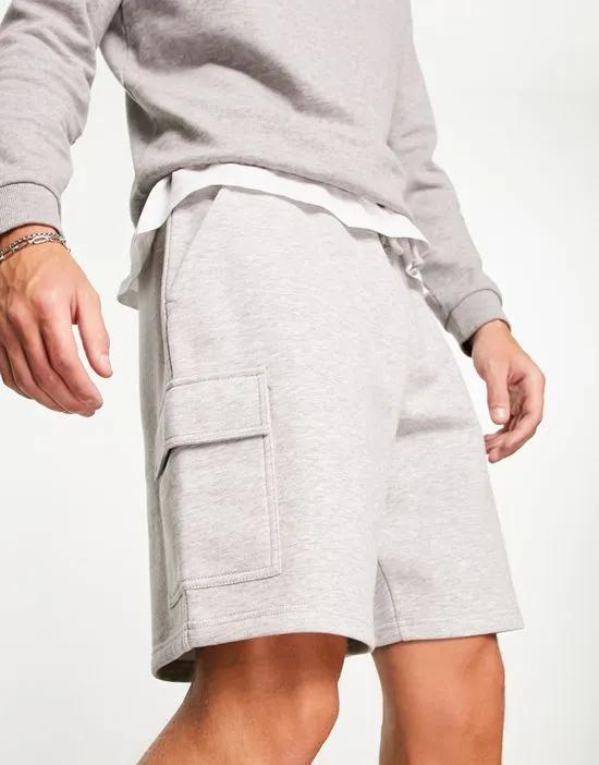 cargo jersey shorts in gray