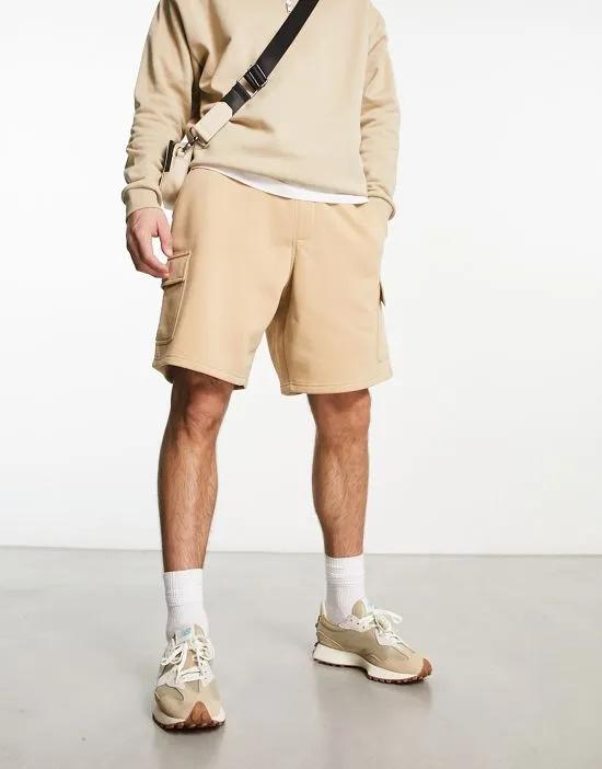 cargo jersey shorts in stone