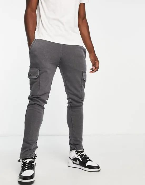 cargo joggers in washed gray