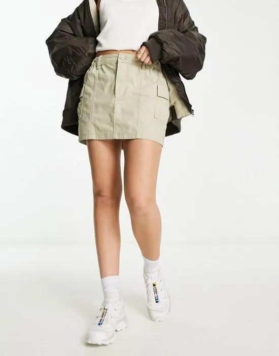 cargo mini skirt in washed sage