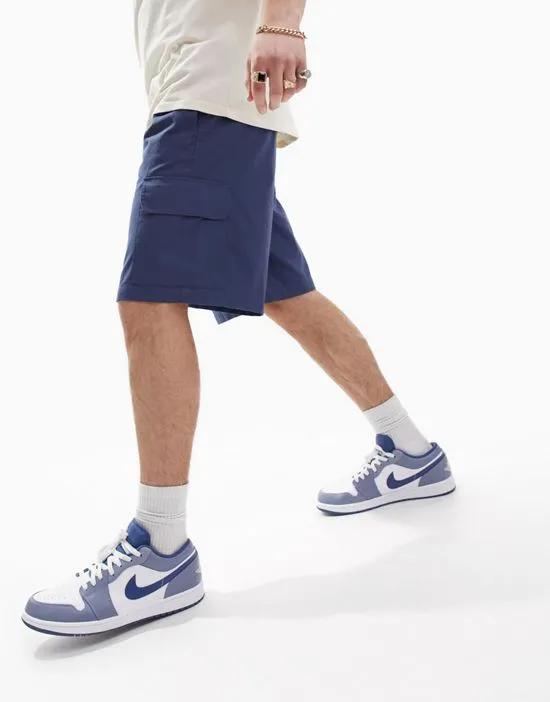 cargo ripstop shorts in boxy fit in blue