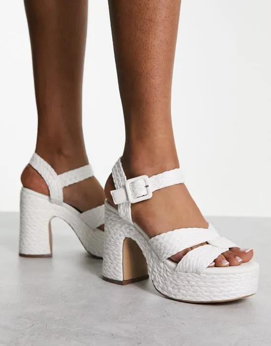 Carisma heeled rope sandals in white
