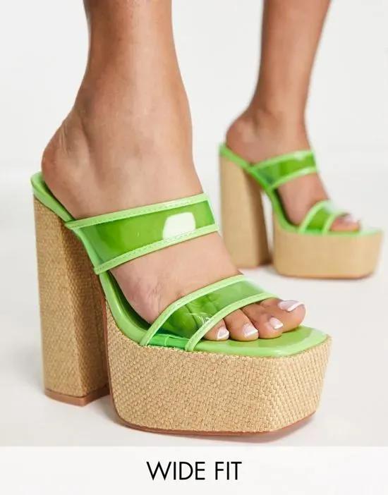 Carley raffia platform sandals in green