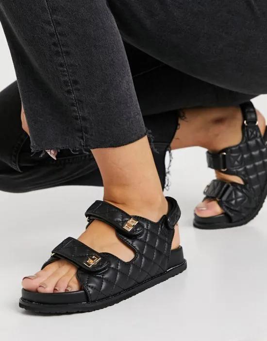 Carmen chunky grandad sandals in black quilt
