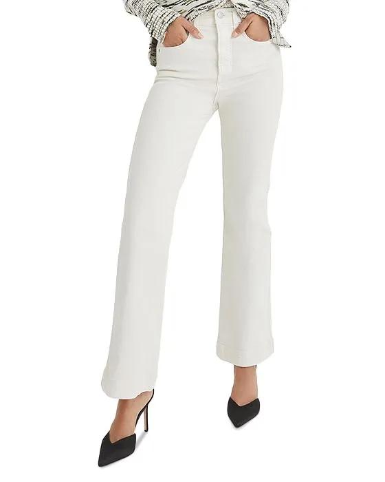 Carson High Rise Ankle Flare Jeans in Ecru