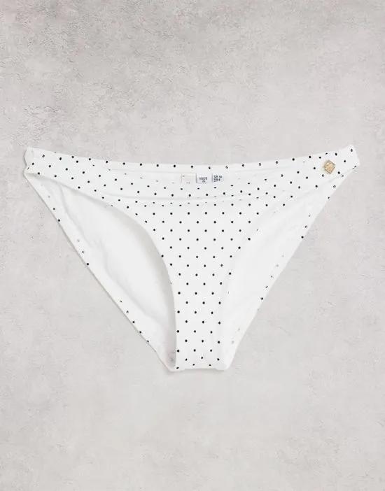 Cassie polka dot bikini bottom in white