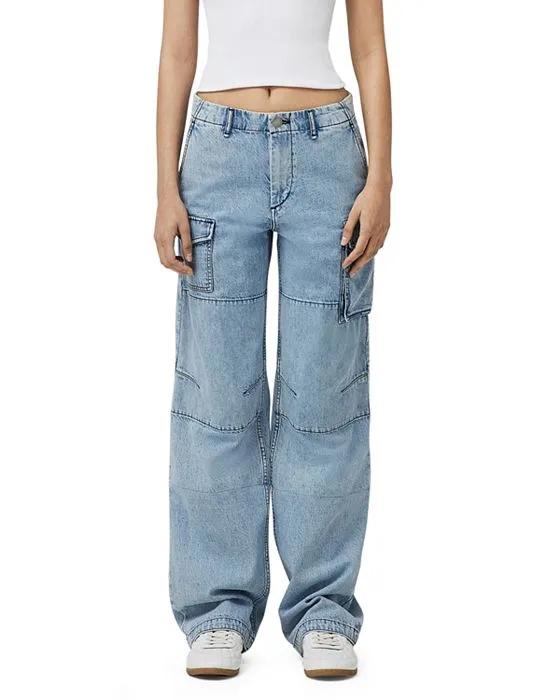 Nora High Rise Wide Leg Cargo Jeans in Lakeside