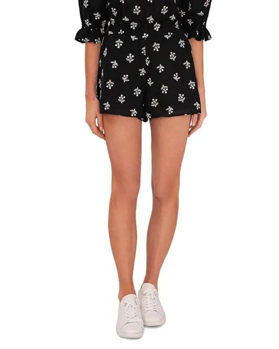 CeCe Embroidered Cotton Shorts