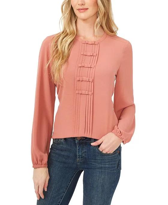 CeCe Pleated-Front Blouse