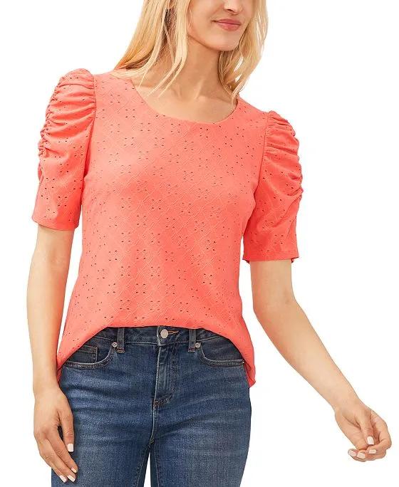 CeCe Women's Eyelet-Embroidered Top