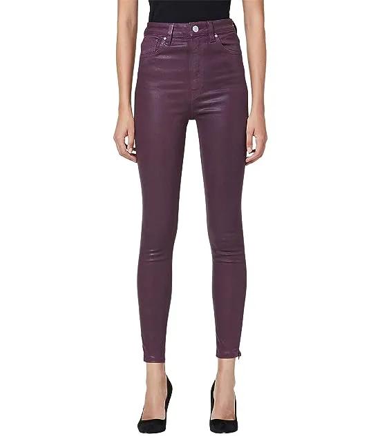 Centerfold Ext. High-Rise Super Skinny Ankle in Coated Grape Wine