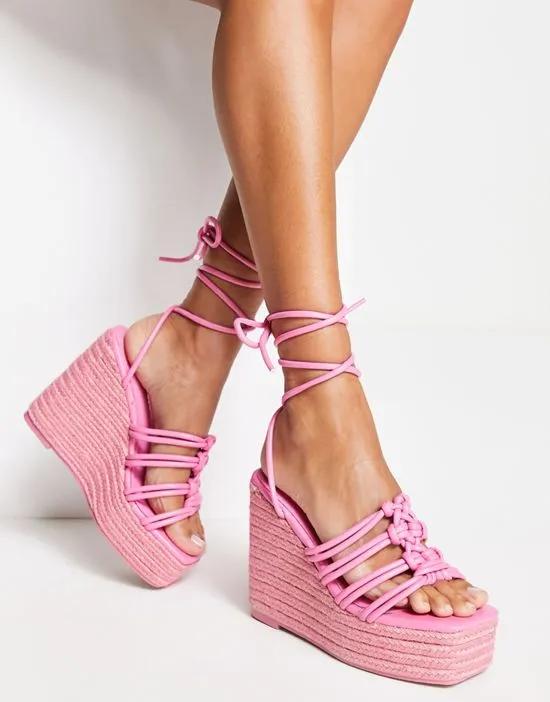 Chakra espadrille wedge heeled sandals in pink