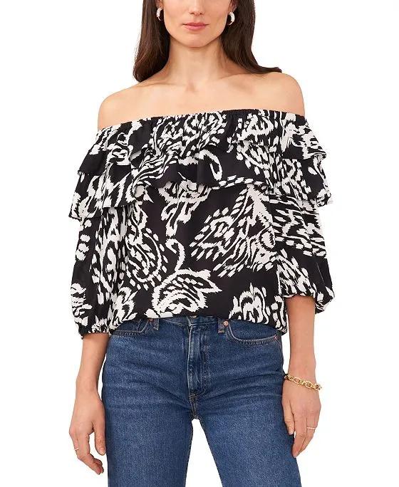 Challis Ruffled Off-The-Shoulder Top