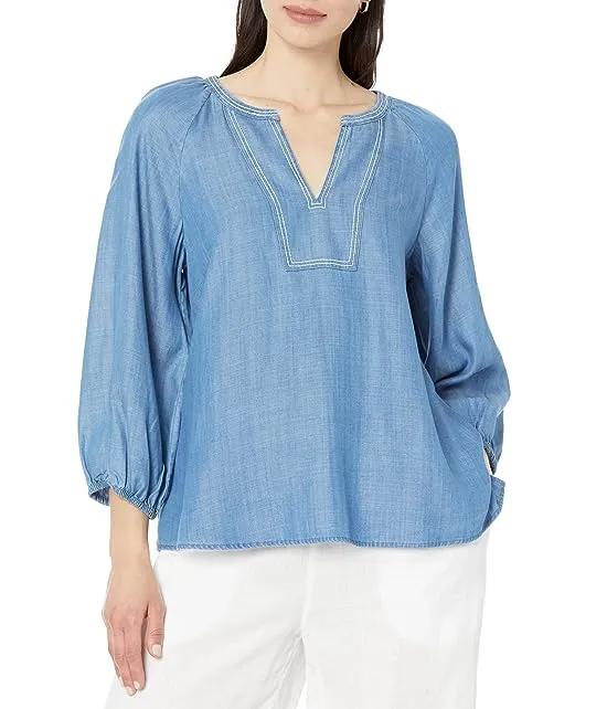 Chambray All Day 3/4 Sleeve Top