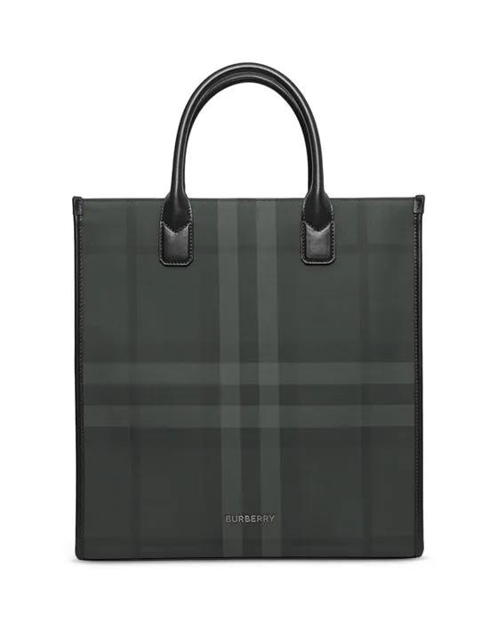 Charcoal Check Slim Tote Bag