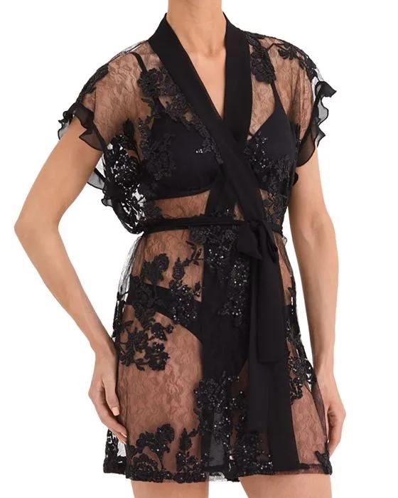 Charming Sequined Lace Cover Up Robe