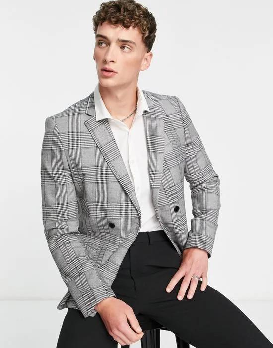 check double breasted super skinny fit suit jacket