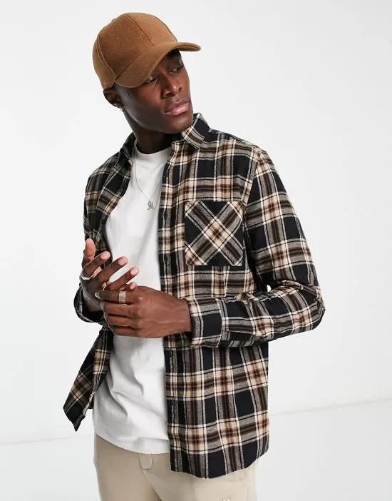 check shirt in camel