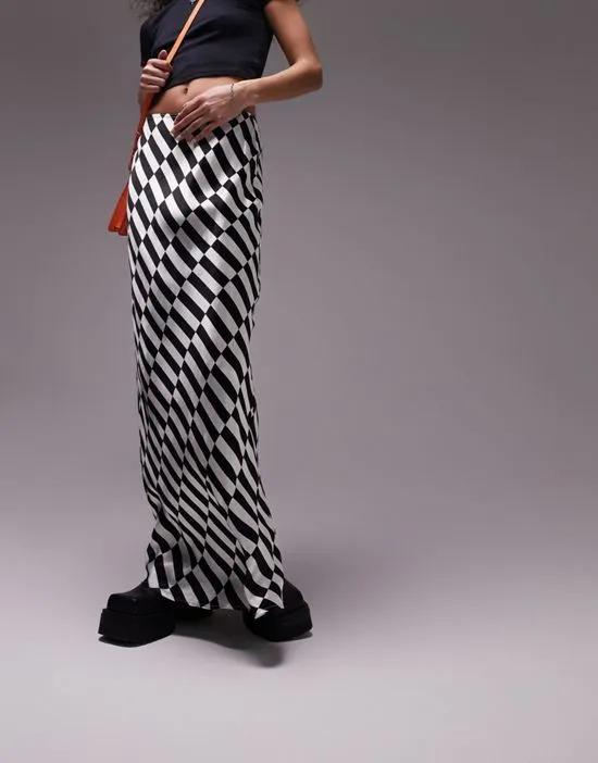 checkerboard maxi skirt in monochrome