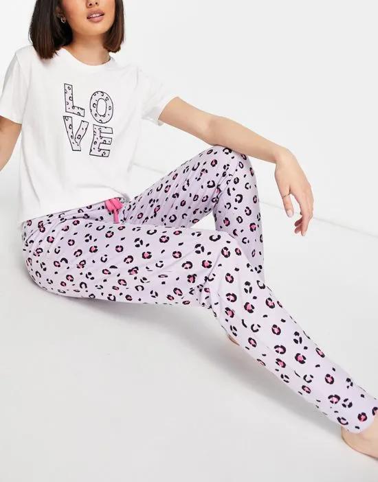 cheerful PJ set in white and lilac