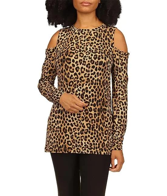 Cheetah Long Sleeve Cold-Shoulder