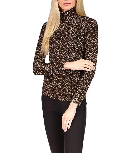 Cheetah Long Sleeve Turtleneck Top