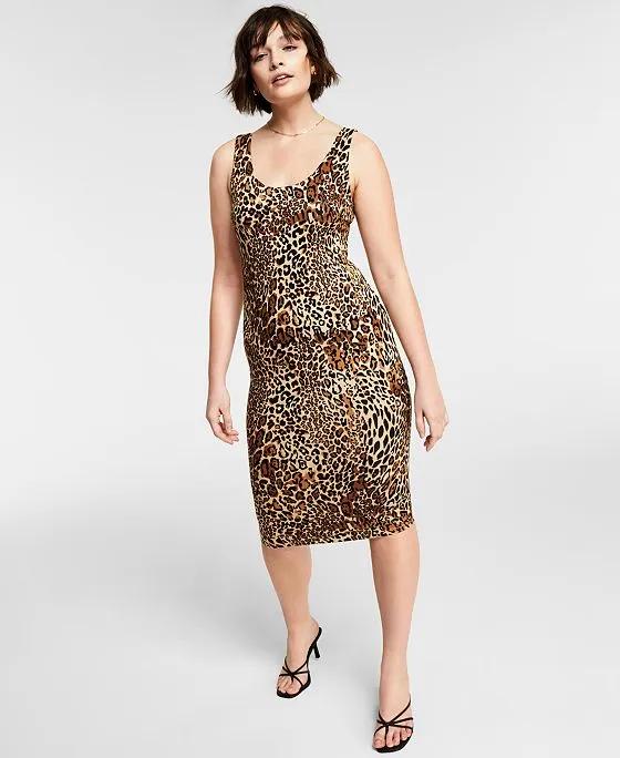 Cheetah-Print Sleeveless Bodycon Midi Dress, Created for Macy's