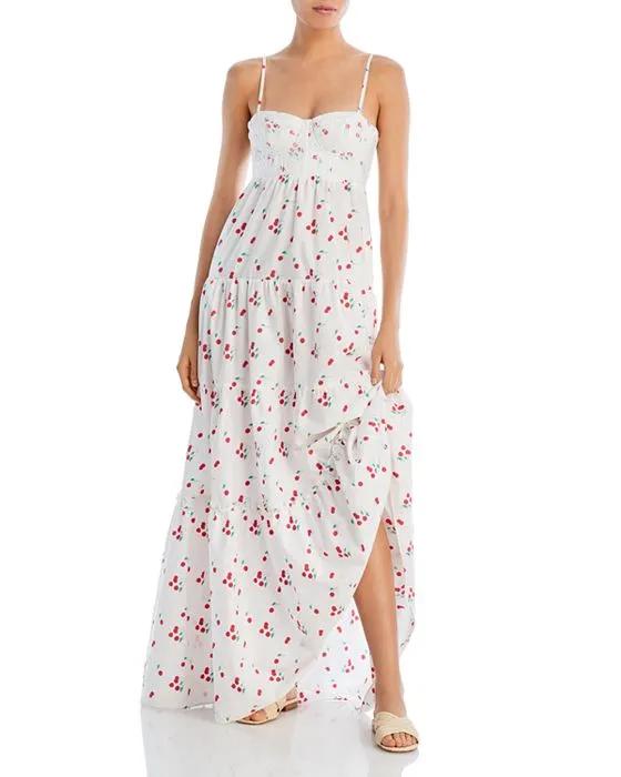 Cherry Print Bustier Maxi Dress - 100% Exclusive