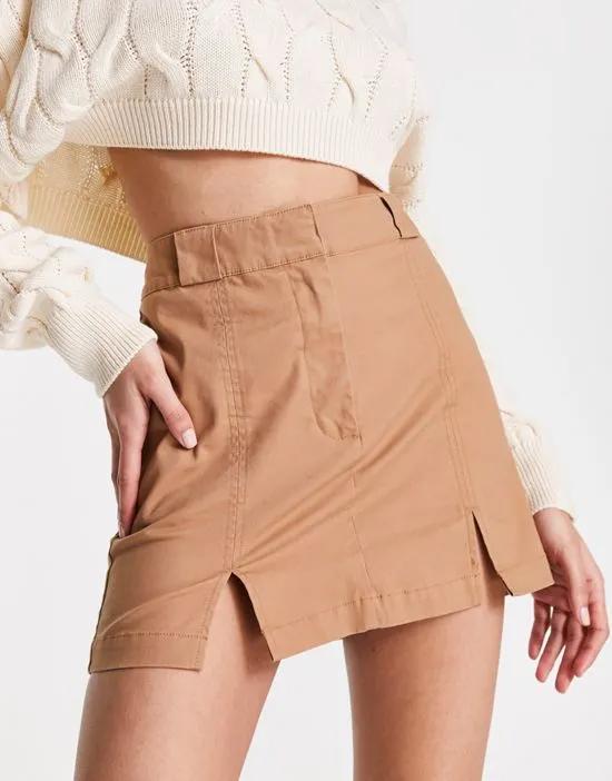 chino mini skirt in tan