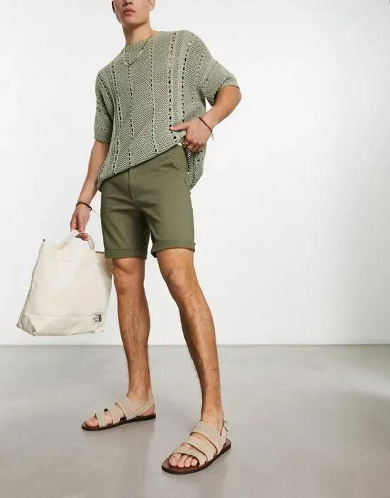 chino shorts in olive green