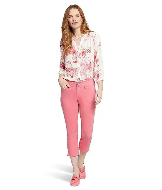 Chloe Capris Hollywood Waistband Slits in Pink Punch