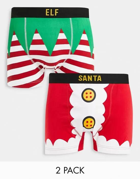 christmas 2 pack trunks in santa and elf print