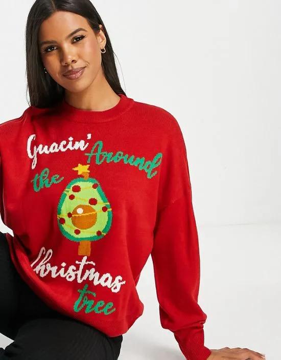 Christmas avocado sweater in red