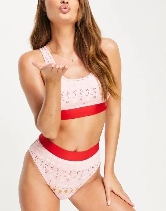 Christmas candy queen lingerie set in pink
