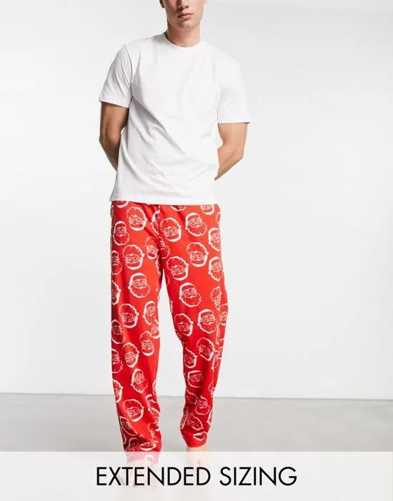 Christmas pajama set in red and white with santa print