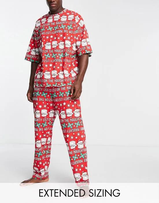 Christmas pajama set in red with santa print