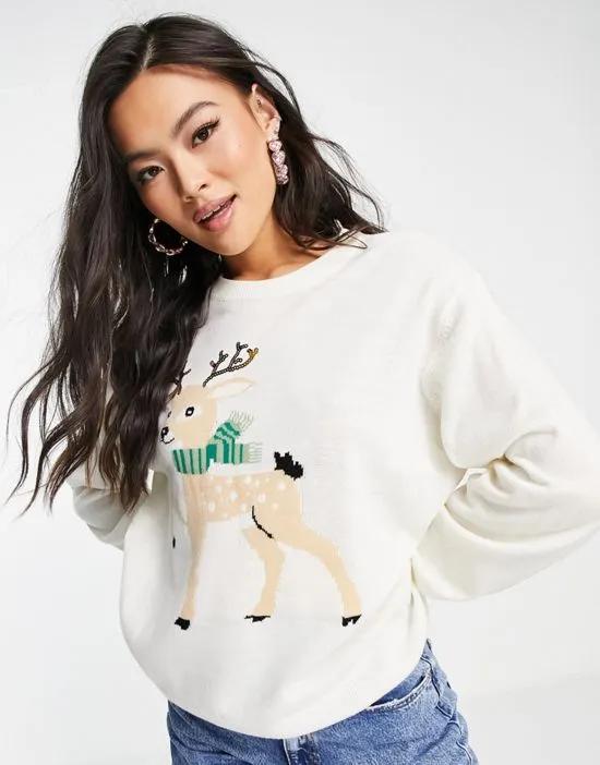 Christmas reindeer sweater in cream