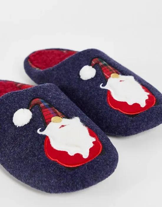 christmas santa slipper in navy