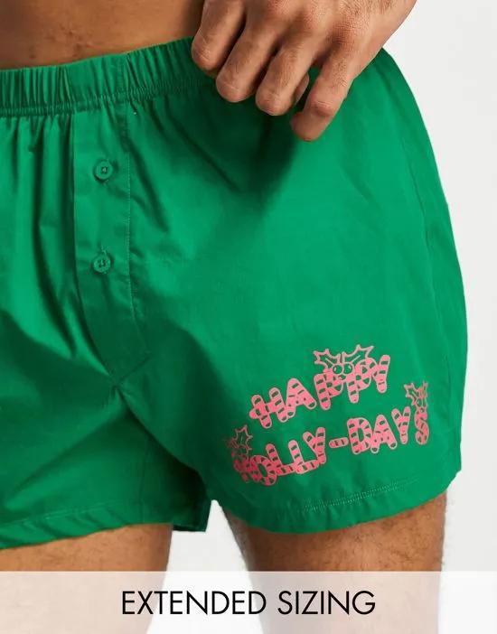 christmas woven boxers with placement print
