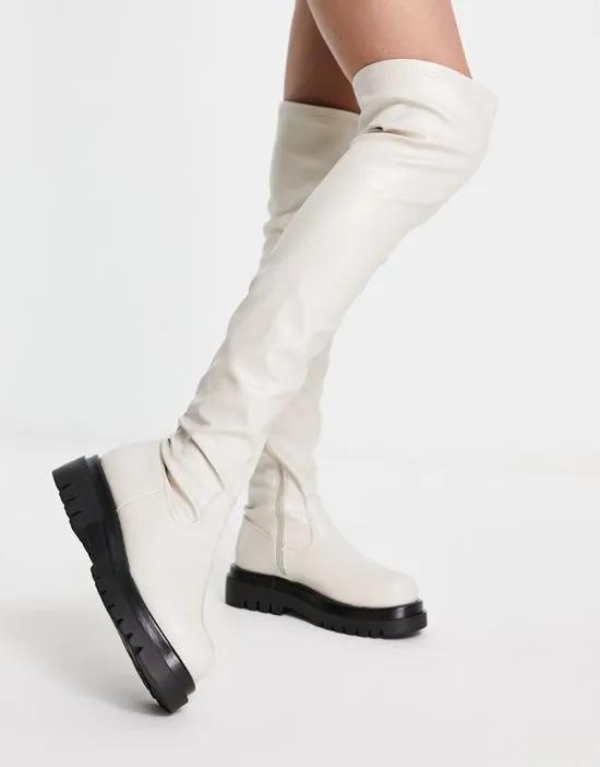 chucky stretch over the knee boots in cream
