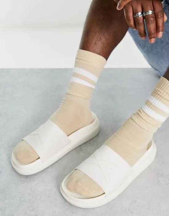 chunky footbed slides in cream