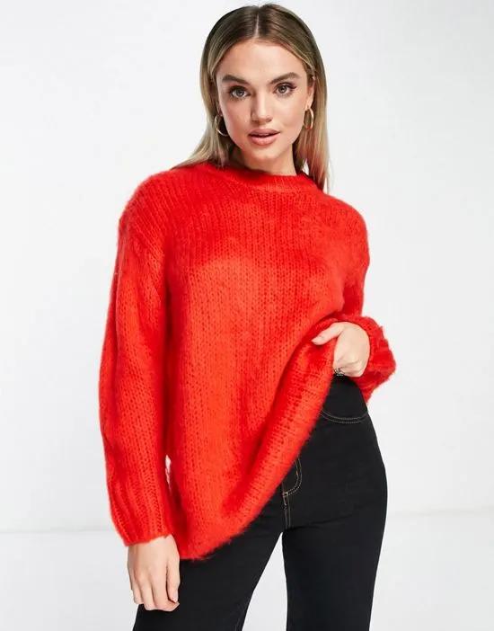 chunky oversized sweater in red