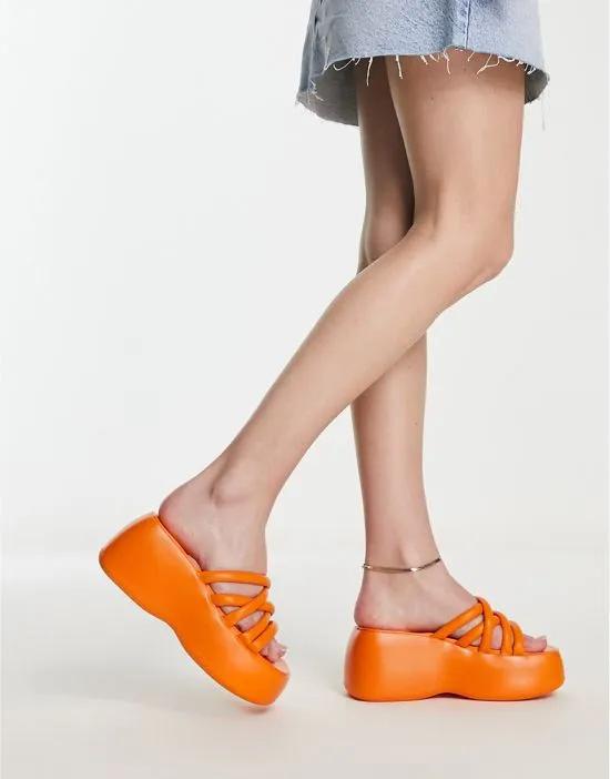 chunky sole strappy sandals in orange