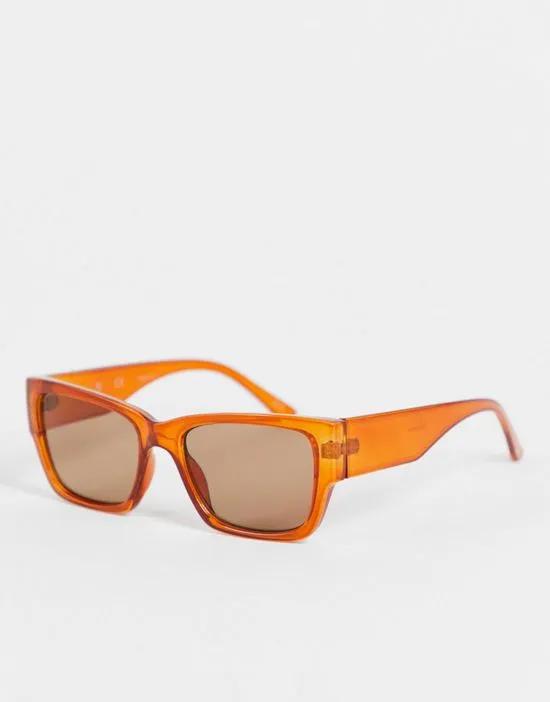 chunky square sunglasses in caramel
