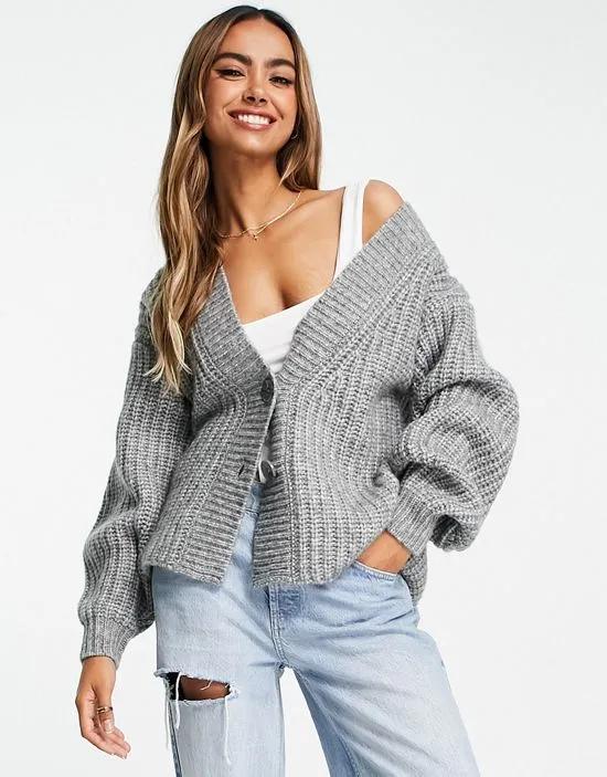 chunky stitch cardigan in gray