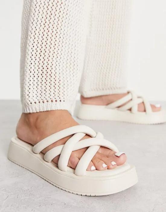 chunky tubular sandals in white